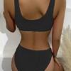 Črni rebrasti bikini z nazobčanimi robovi Gianna