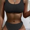 Črni rebrasti bikini z nazobčanimi robovi Gianna