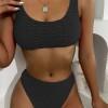 Črni rebrasti bikini z nazobčanimi robovi Gianna