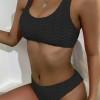 Črni rebrasti bikini z nazobčanimi robovi Gianna