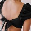 Črni seksi bikini z visokim pasom in ramenskimi mehurčki Lola
