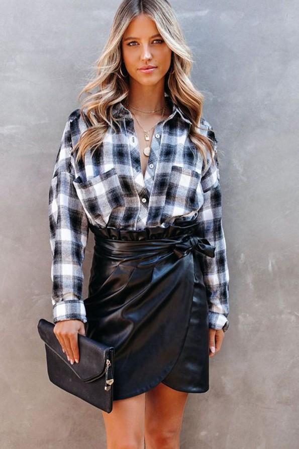 Črno krilo iz umetnega usnja Holly