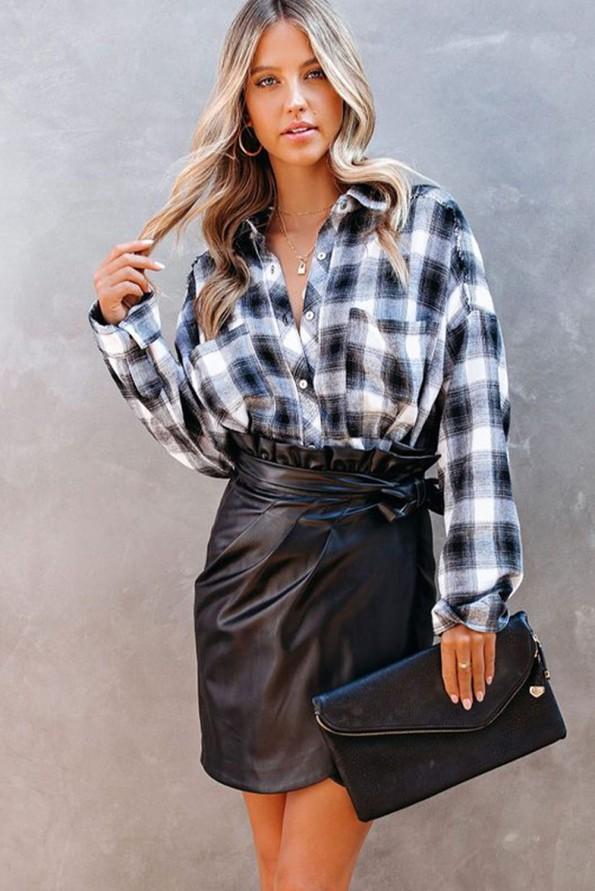 Črno krilo iz umetnega usnja Holly