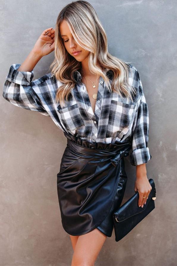 Črno krilo iz umetnega usnja Holly