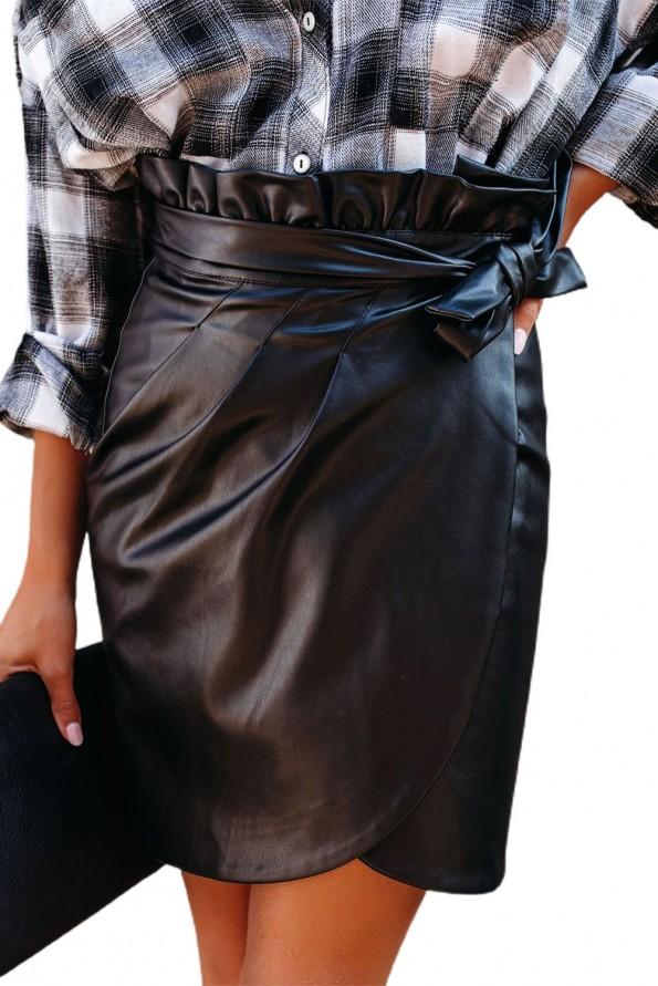 Črno krilo iz umetnega usnja Holly