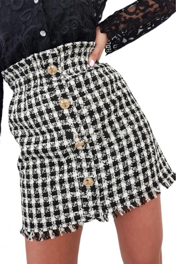 Črno krilo z resicami okrašeno z gumbi Zenna