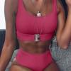 Roza bikini Renata s sprednjo zaponko in visokim pasom