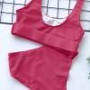 Roza bikini Renata s sprednjo zaponko in visokim pasom