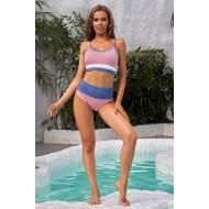Roza bikini z visokim pasom Jeanne