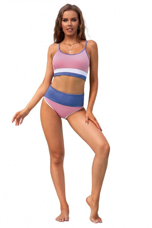 Roza bikini z visokim pasom Jeanne