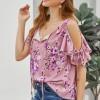 Roza bluza Jolene z odprtimi rameni