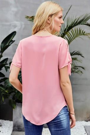 Roza bluza Kelly z draperijo
