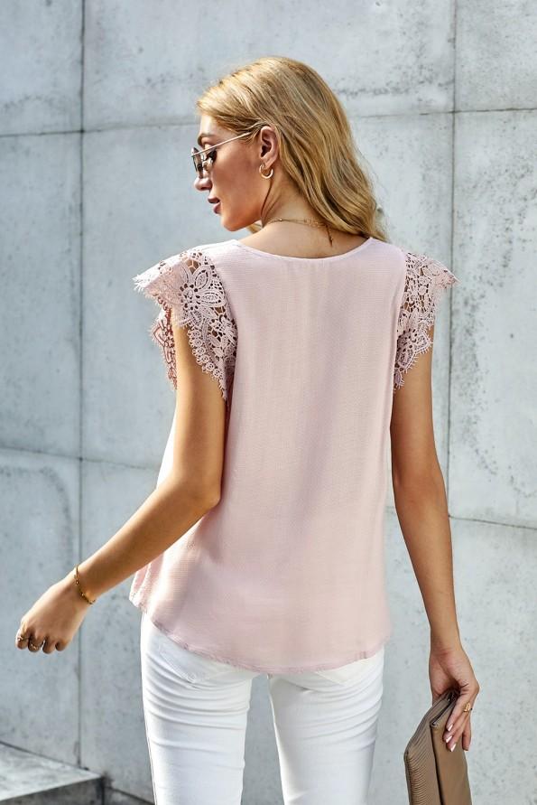 Roza čipkasta bluza Elianna