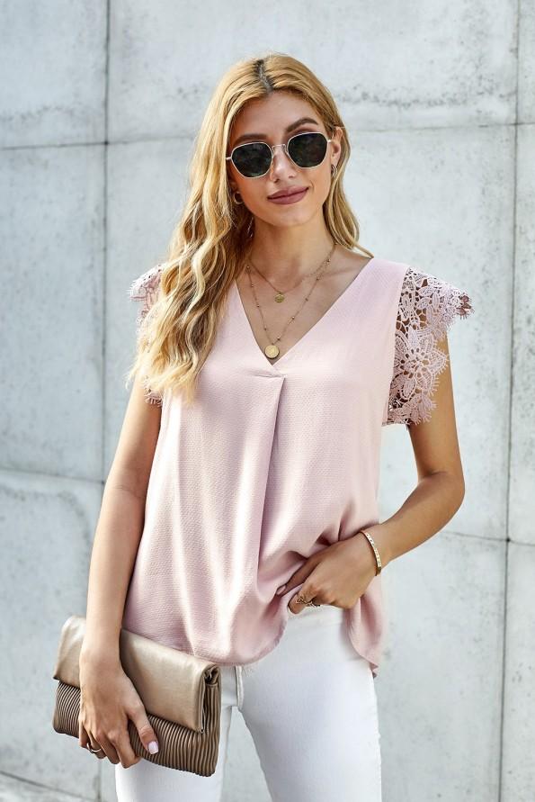 Roza čipkasta bluza Elianna