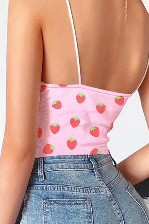 Roza crop top Maggie z jagodami