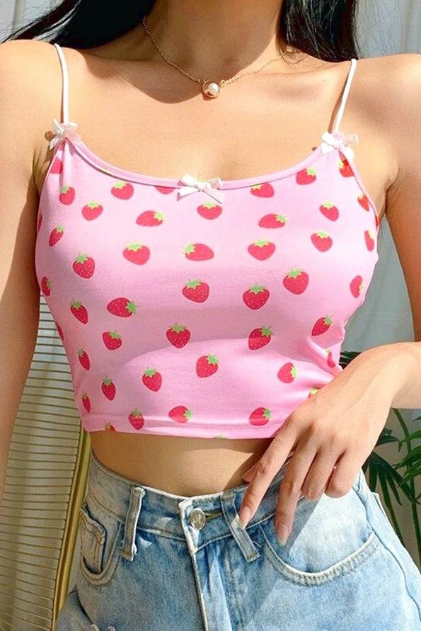 Roza crop top Maggie z jagodami