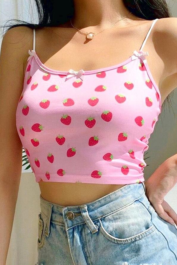 Roza crop top Maggie z jagodami