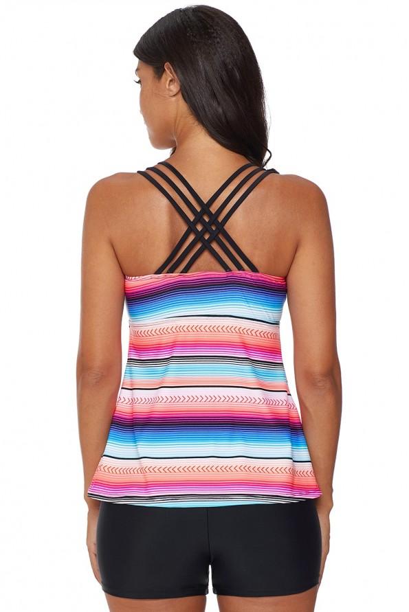 Roza črtast tankini Viviana