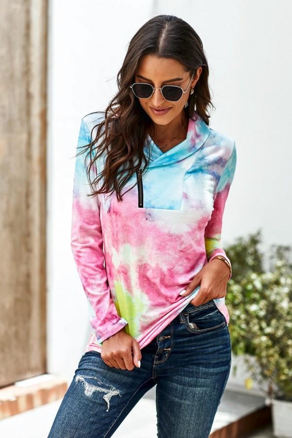 Roza eleganten tie dye pulover Willow