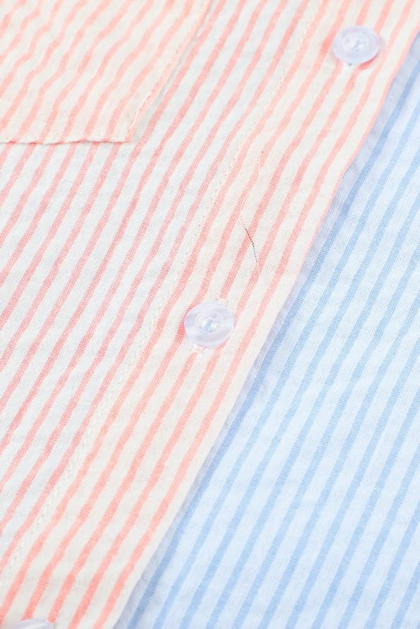 Roza in plava bombažna majica z dolgimi rokavi Fiesca