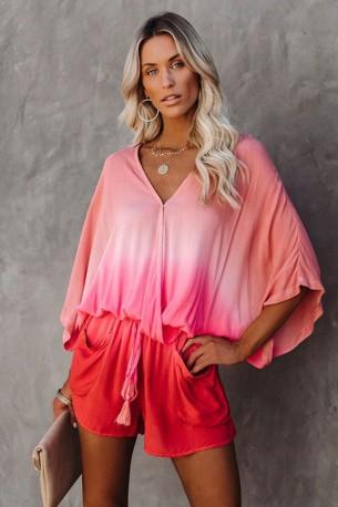 Roza kimona z rožnatim žepom Esperanza