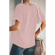 Roza kratka majica Salem z ohlapnim vratom