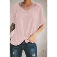 Roza kratka majica Salem z ohlapnim vratom