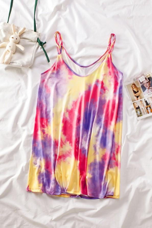 Roza kratka obleka Rebekah brez rokavov