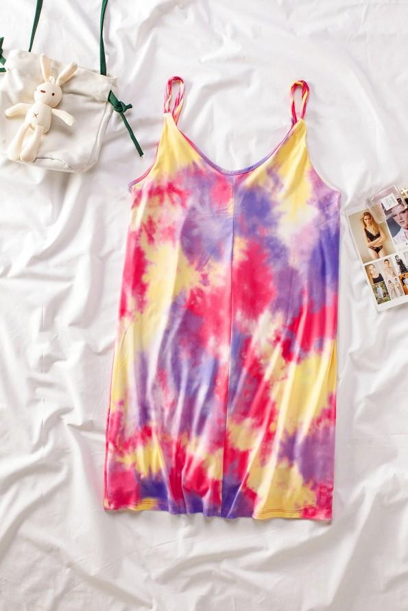 Roza kratka obleka Rebekah brez rokavov