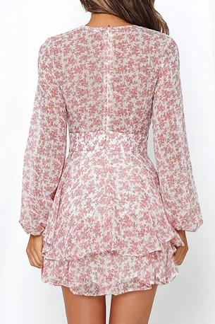 Roza kratka oblekica s kratkimi rokavi in okrasnim volančkom Pinky