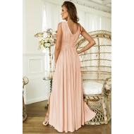 Roza kvačkana maxi obleka z visokim vratom brez rokavov Betty