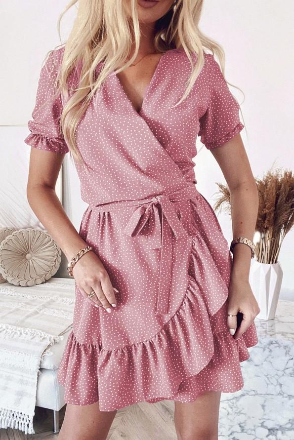 Roza luštna kratka obleka Noor s pikami