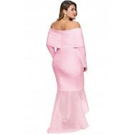 Roza maksi obleka Sage s podaljšanim krilom