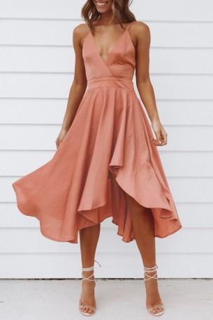 Roza midi obleka brez rokavov Grace