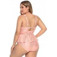 Roza moder peplum tankini Guadalupe za močnejše