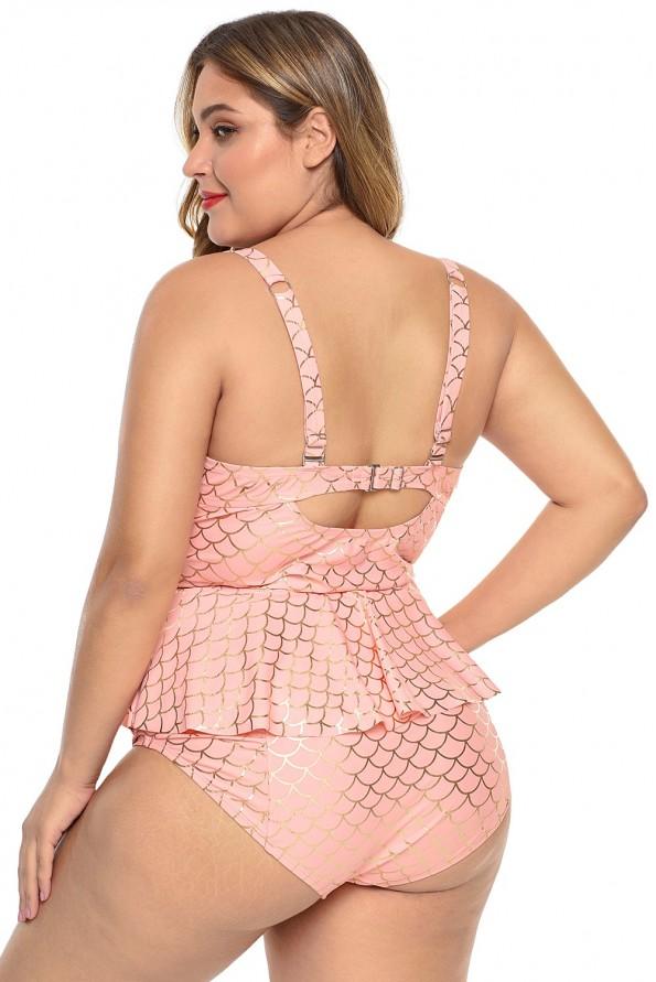 Roza moder peplum tankini Guadalupe za močnejše