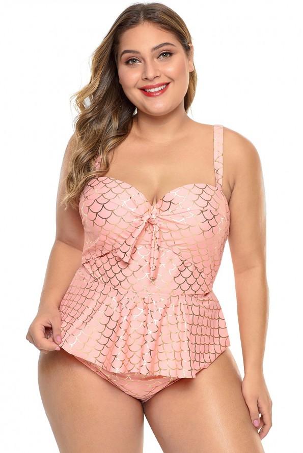 Roza moder peplum tankini Guadalupe za močnejše
