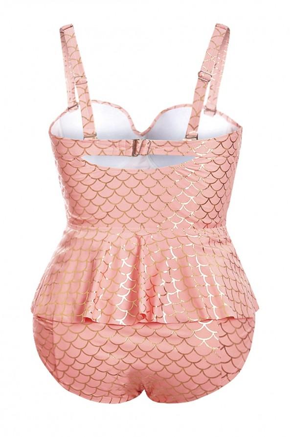 Roza moder peplum tankini Guadalupe za močnejše