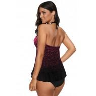 Roza pikčast tankini komplet Kora