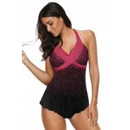 Roza pikčast tankini komplet Kora