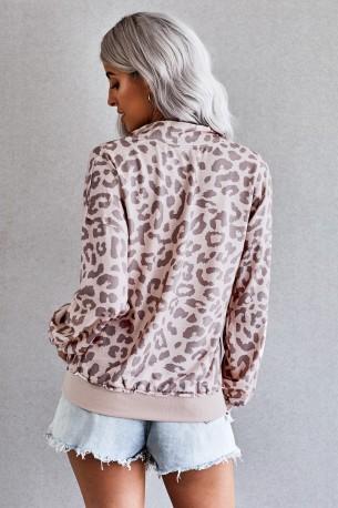 Roza pulover Ashley z leopardjim motivom