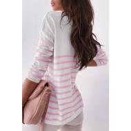 Roza pulover z dolgimi rokavi in ​​V izrezom Serena