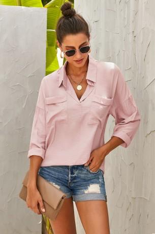 Roza satenasta bluza Carter