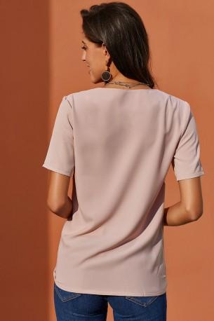 Roza šifon bluza Lillie s kratkimi rokavi