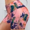 Roza tie dye kratke joga hlače Jayda s potiskom