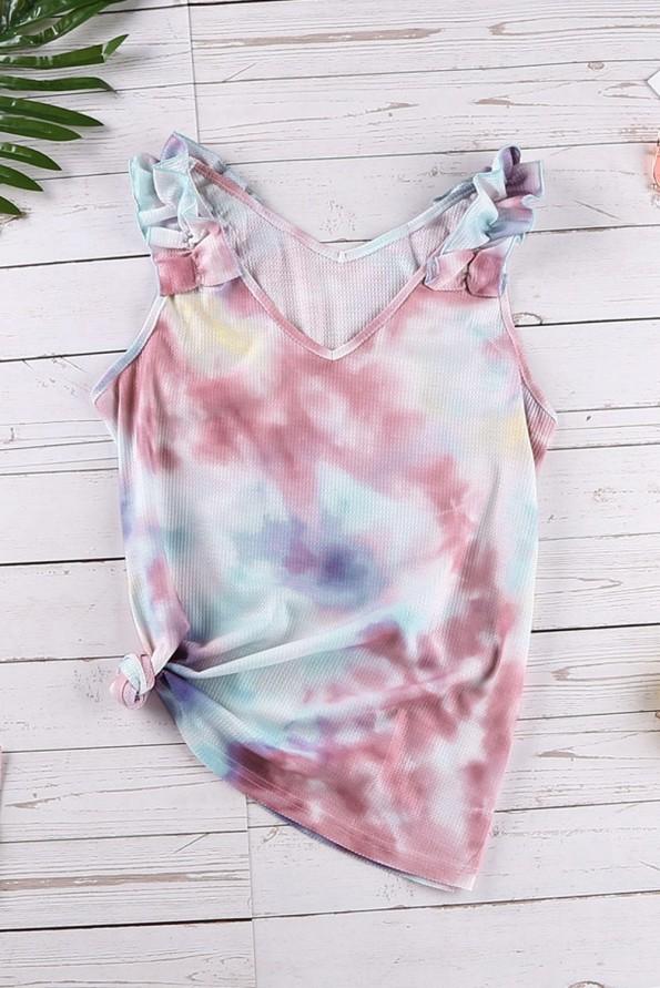 Roza tie dye majica brez rokavov Liana