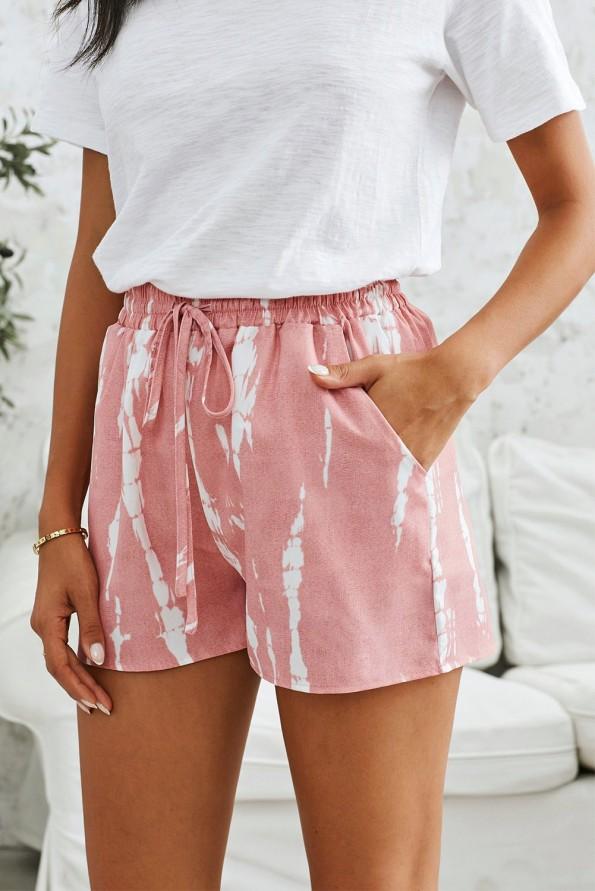Roza tie dye ohlapne hlače Kamila z vrvico