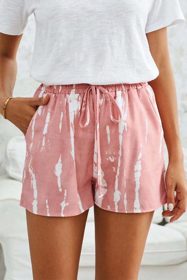 Roza tie dye ohlapne hlače Kamila z vrvico
