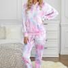 Roza tie dye pleten komplet Claire z joggerji in s kapuco