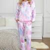 Roza tie dye pleten komplet Claire z joggerji in s kapuco